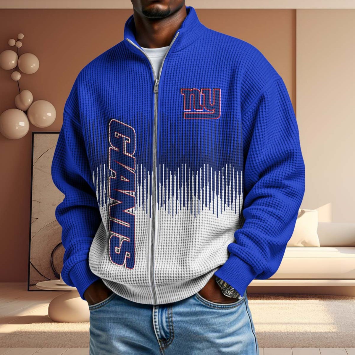 NFL x NYG BiColour Waffle Zipper Jacket HLP HLPHUONG