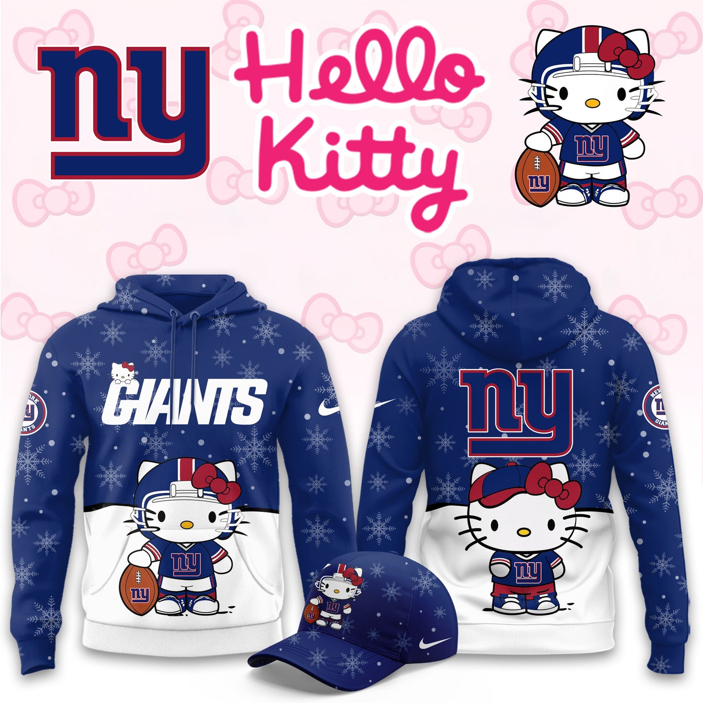 NFL x NYG Chrismas Hello KT 3D Hoodie HLP HLPHUONG