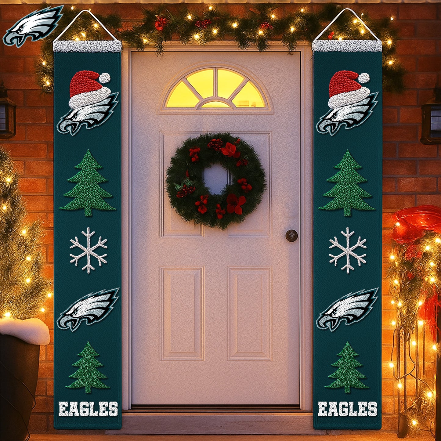 NFL x PHI Merry Christmas Porch Sign HLP HLPHUONG
