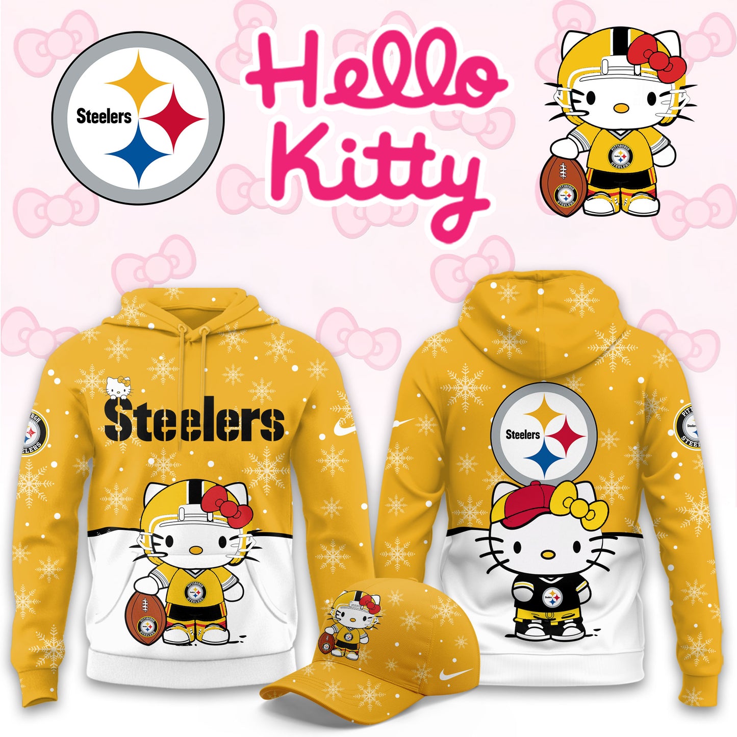 NFL x PIT Chrismas Hello KT 3D Hoodie HLP HLPHUONG