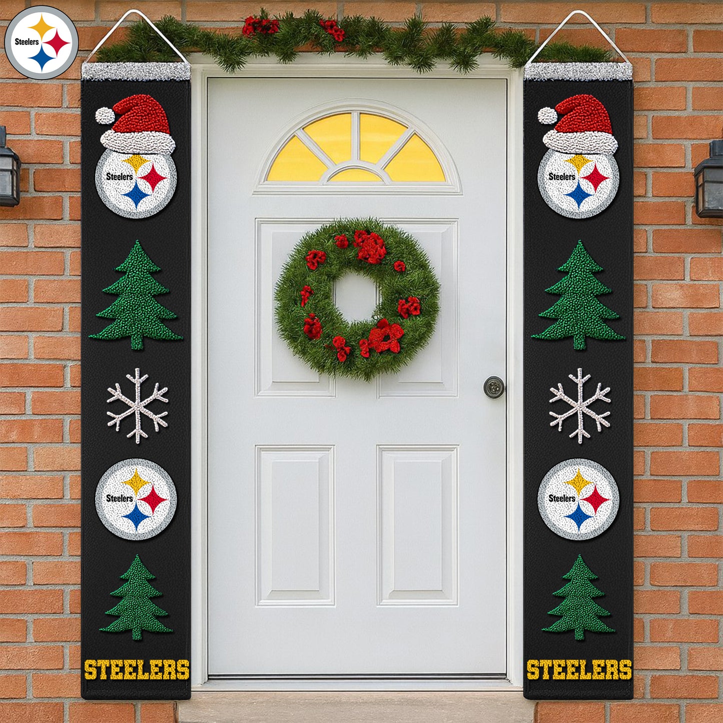 NFL x PIT Merry Christmas Porch Sign HLP HLPHUONG