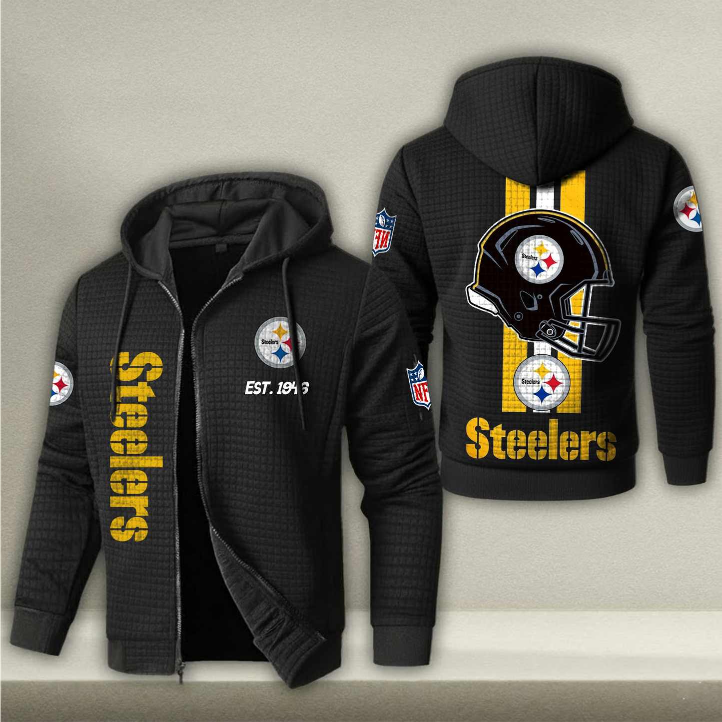 NFL x PIT Real Fan Waffle Zip Hoodie HLP HLPHUONG