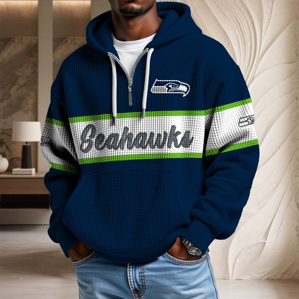 NFL x SEA Waffle Half Zip Hoodie HLP HLPHUONG