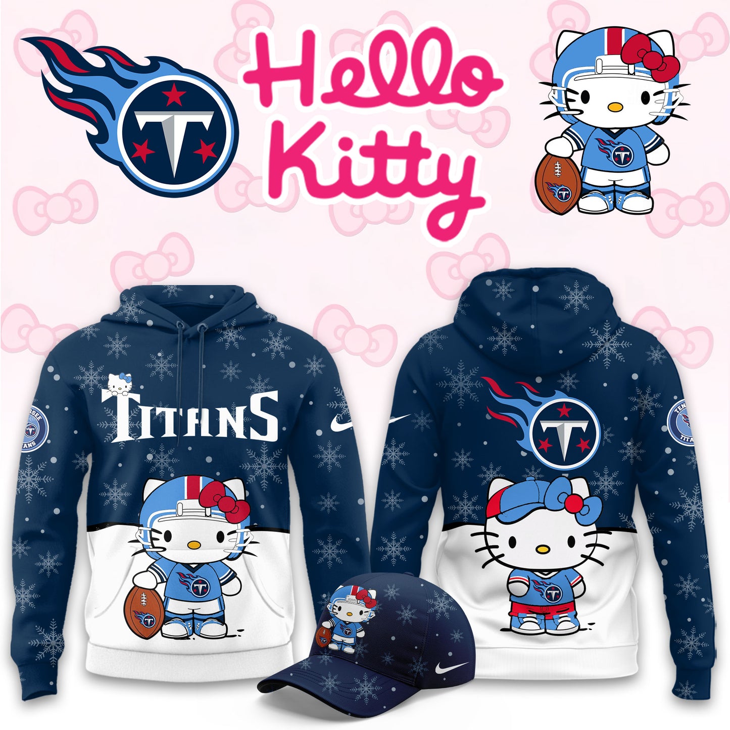 NFL x TEN Chrismas Hello KT 3D Hoodie HLP HLPHUONG