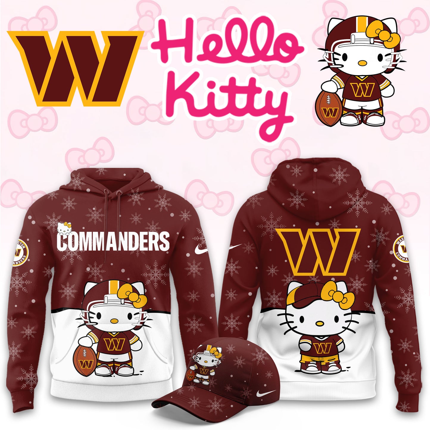 NFL x WAS Chrismas Hello KT 3D Hoodie HLP HLPHUONG