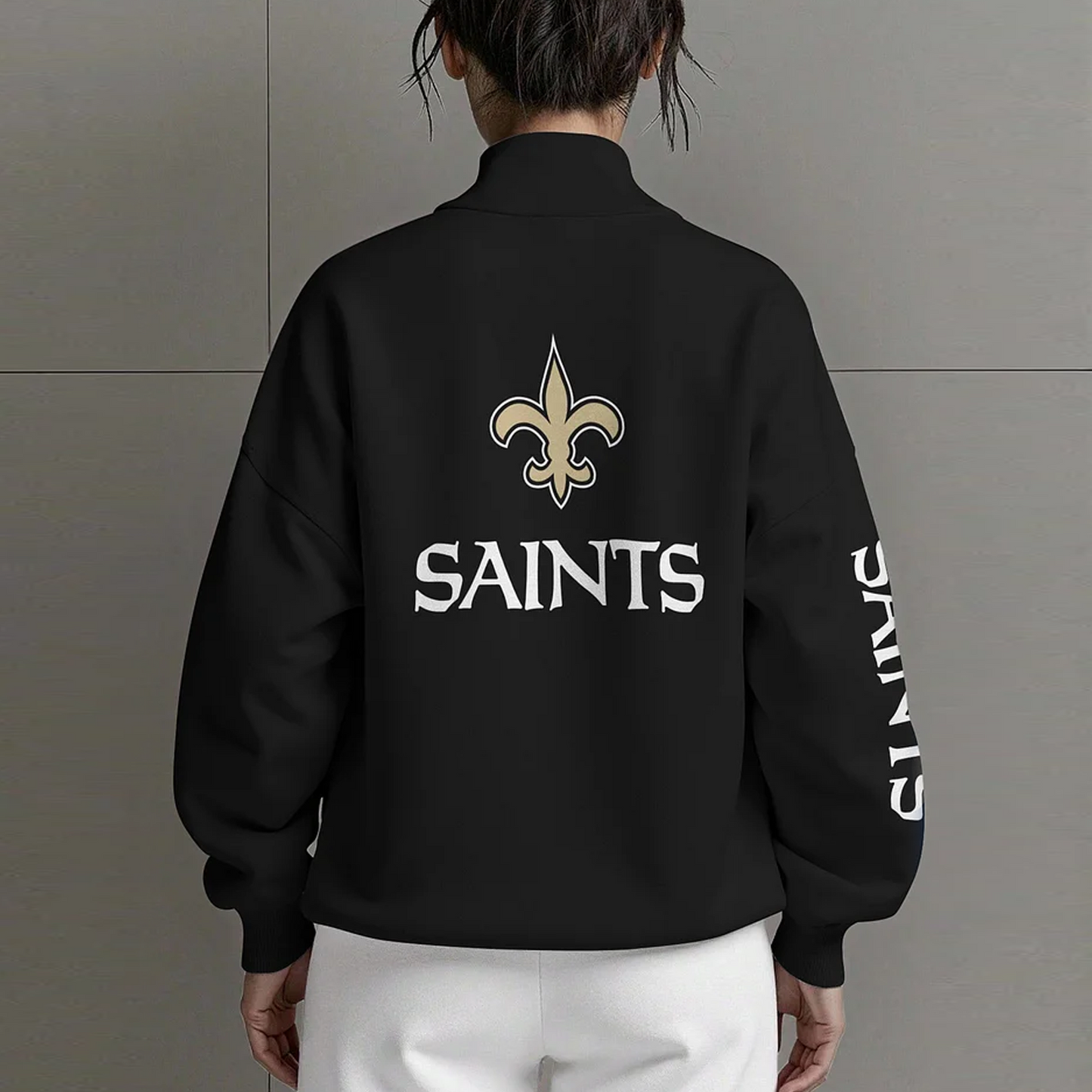 NO X NFL Women Plain Color Zip Up Long Sleeve Sweatshirt NAK NHT