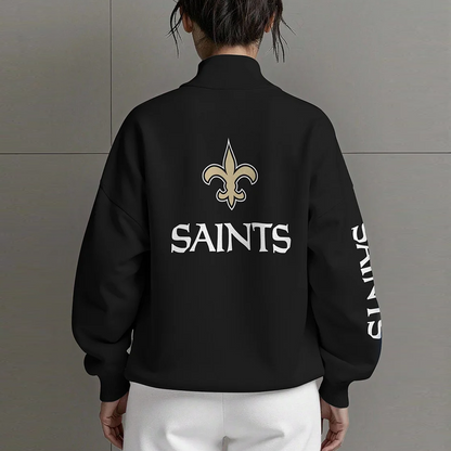 NO X NFL Women Plain Color Zip Up Long Sleeve Sweatshirt NAK NHT