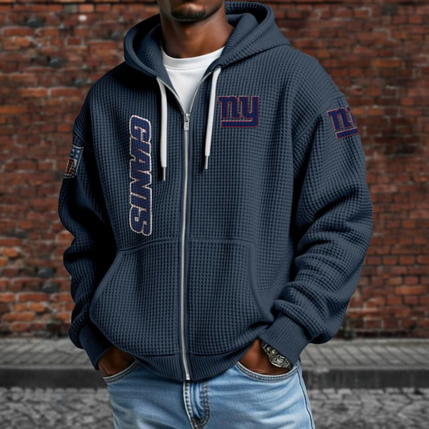 NYG X NFL Textured Lounge Zip-up Hoodie NAK NHT