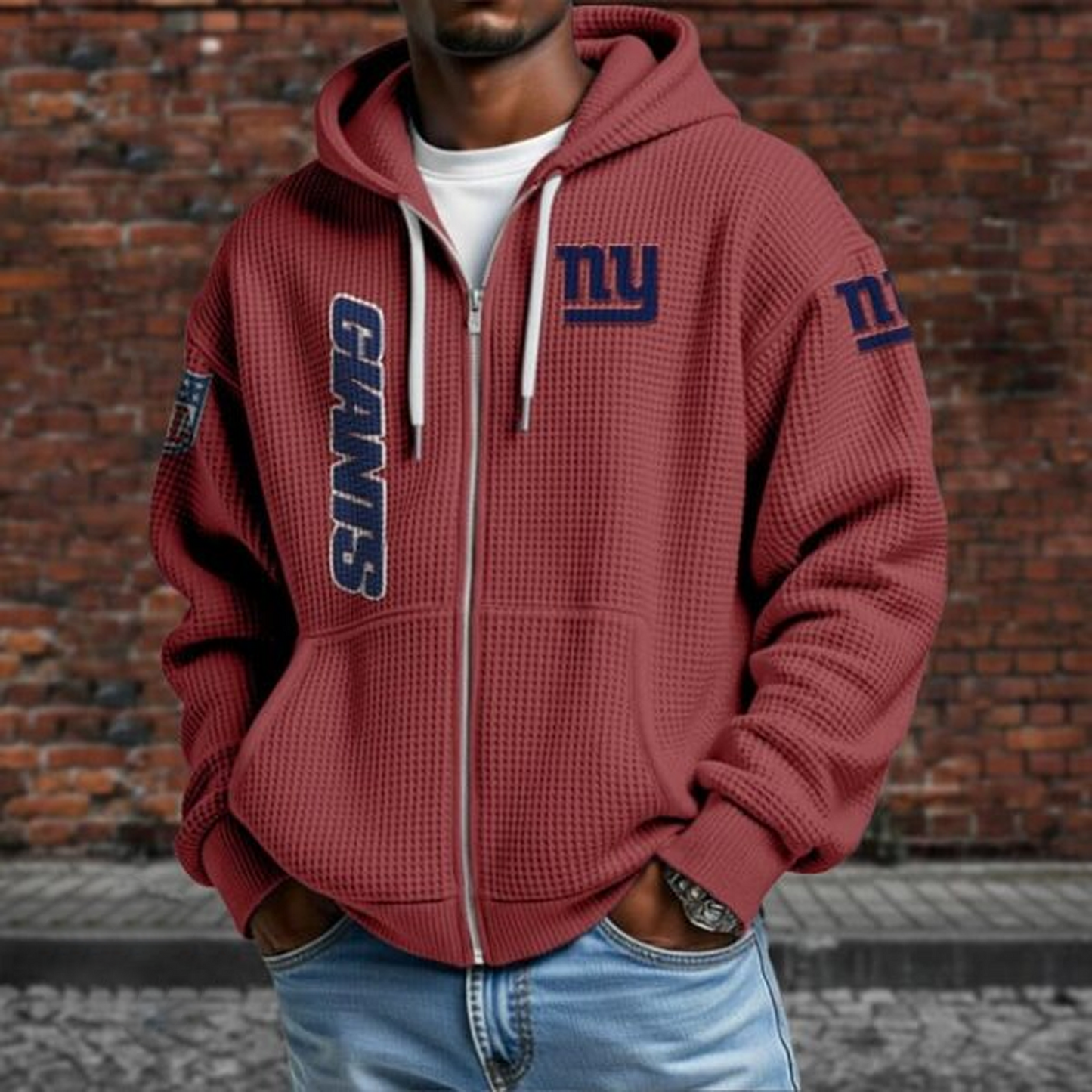 NYG X NFL Textured Lounge Zip-up Hoodie NAK NHT