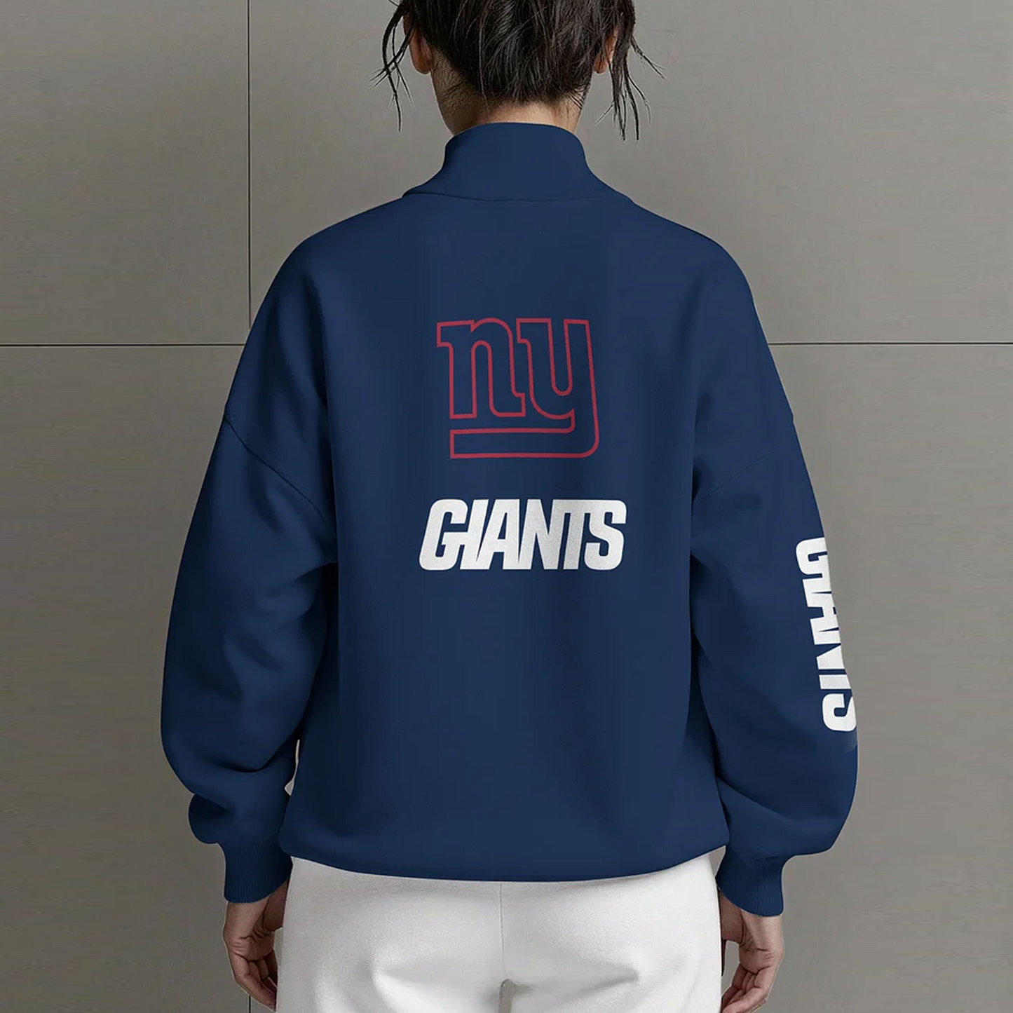 NYG X NFL Women Plain Color Zip Up Long Sleeve Sweatshirt NAK NHT