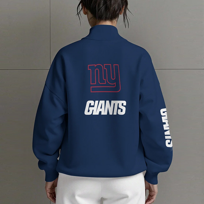NYG X NFL Women Plain Color Zip Up Long Sleeve Sweatshirt NAK NHT