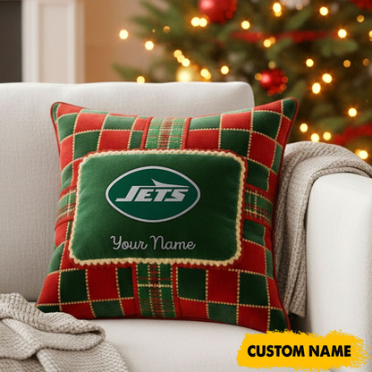 NYJ x NFL Christmas New Square Pillow DatND DVT