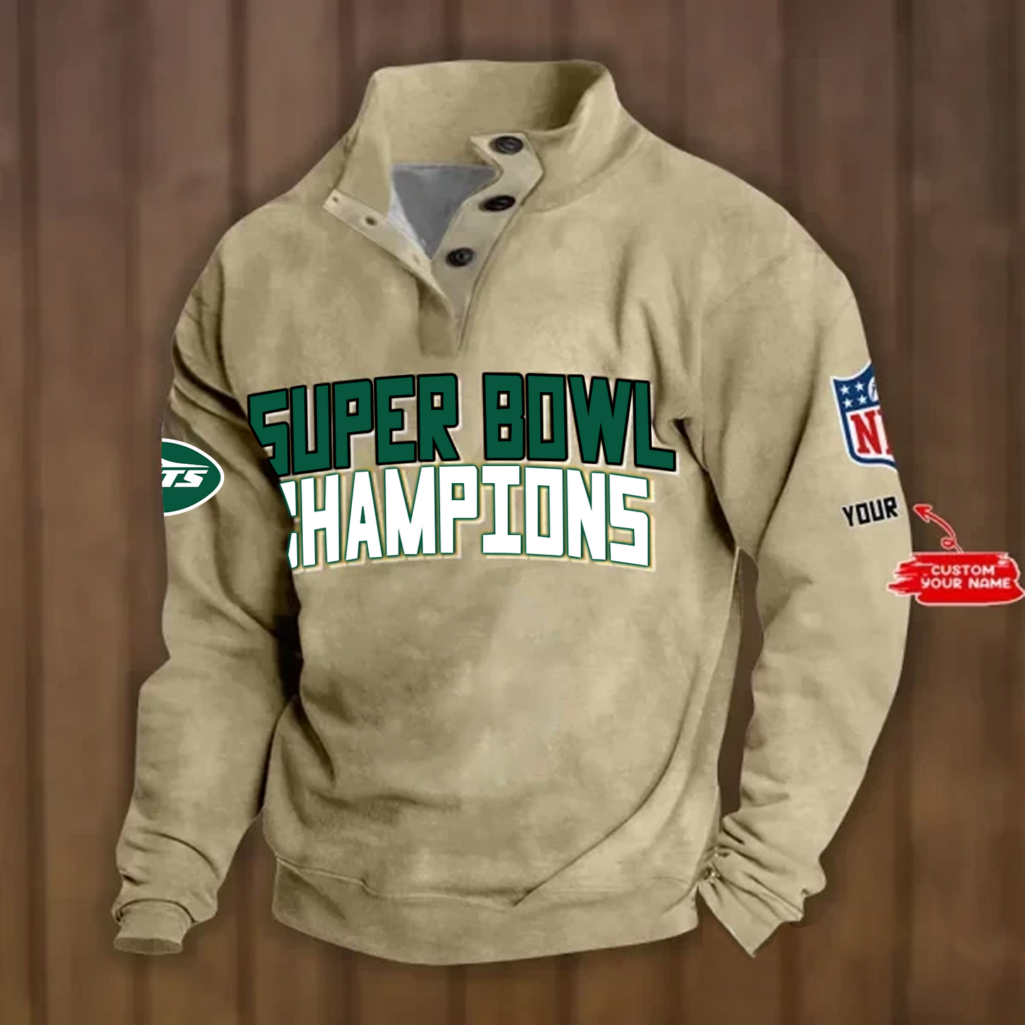 NYJ x NFL Double Breasted Stand Collar Hoodies DATND TANTD