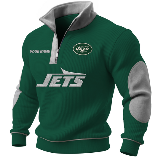 NYJ x NFL PREMIUM LONG ZIP POLO SHIRT DATND TANTD