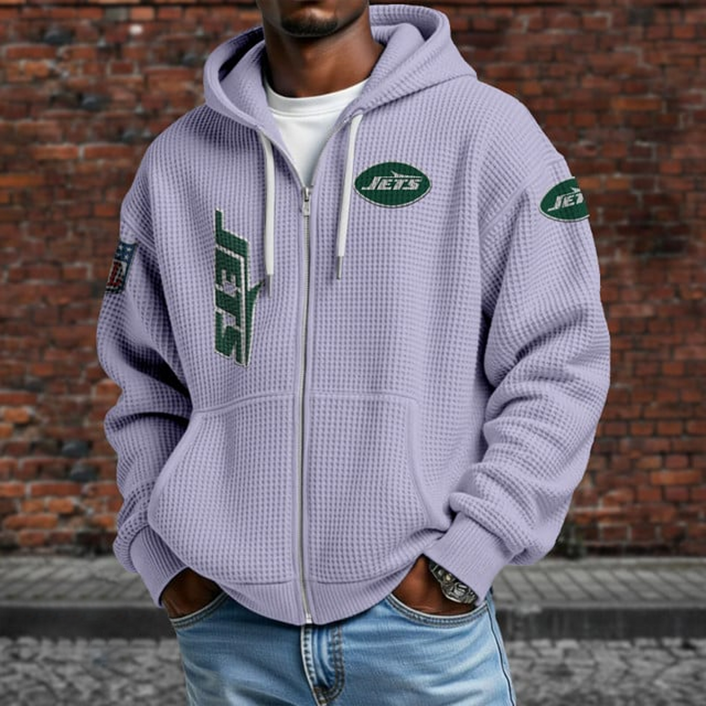 NYJ X NFL Textured Lounge Zip-up Hoodie NAK NHT