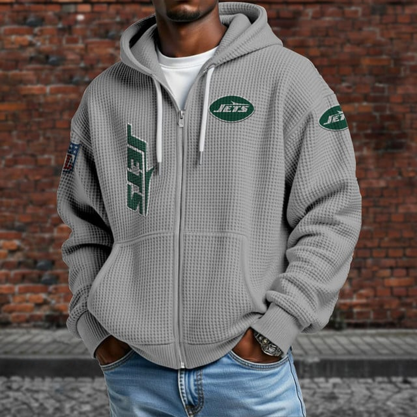 NYJ X NFL Textured Lounge Zip-up Hoodie NAK NHT