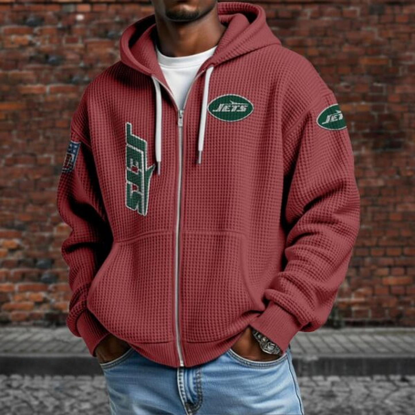 NYJ X NFL Textured Lounge Zip-up Hoodie NAK NHT