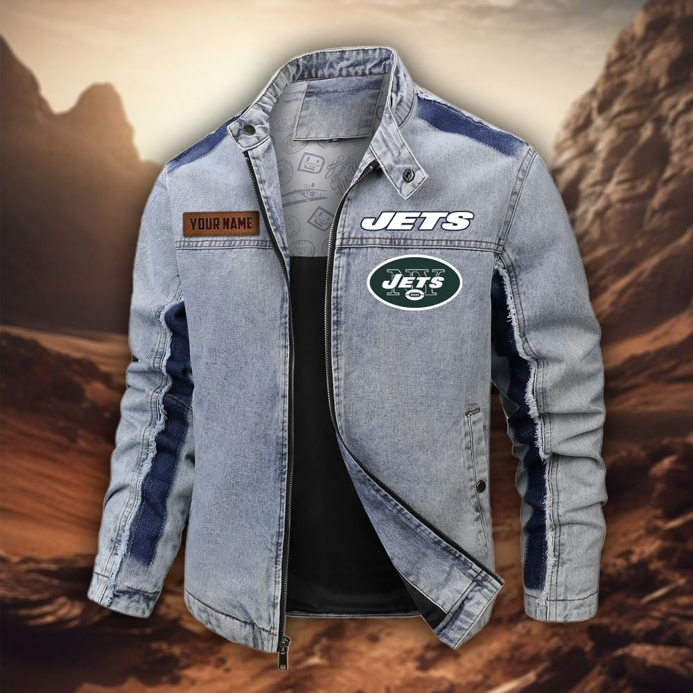 Personalized NYJ Premium NFL Street Scar Denim Jacket DDT CTND