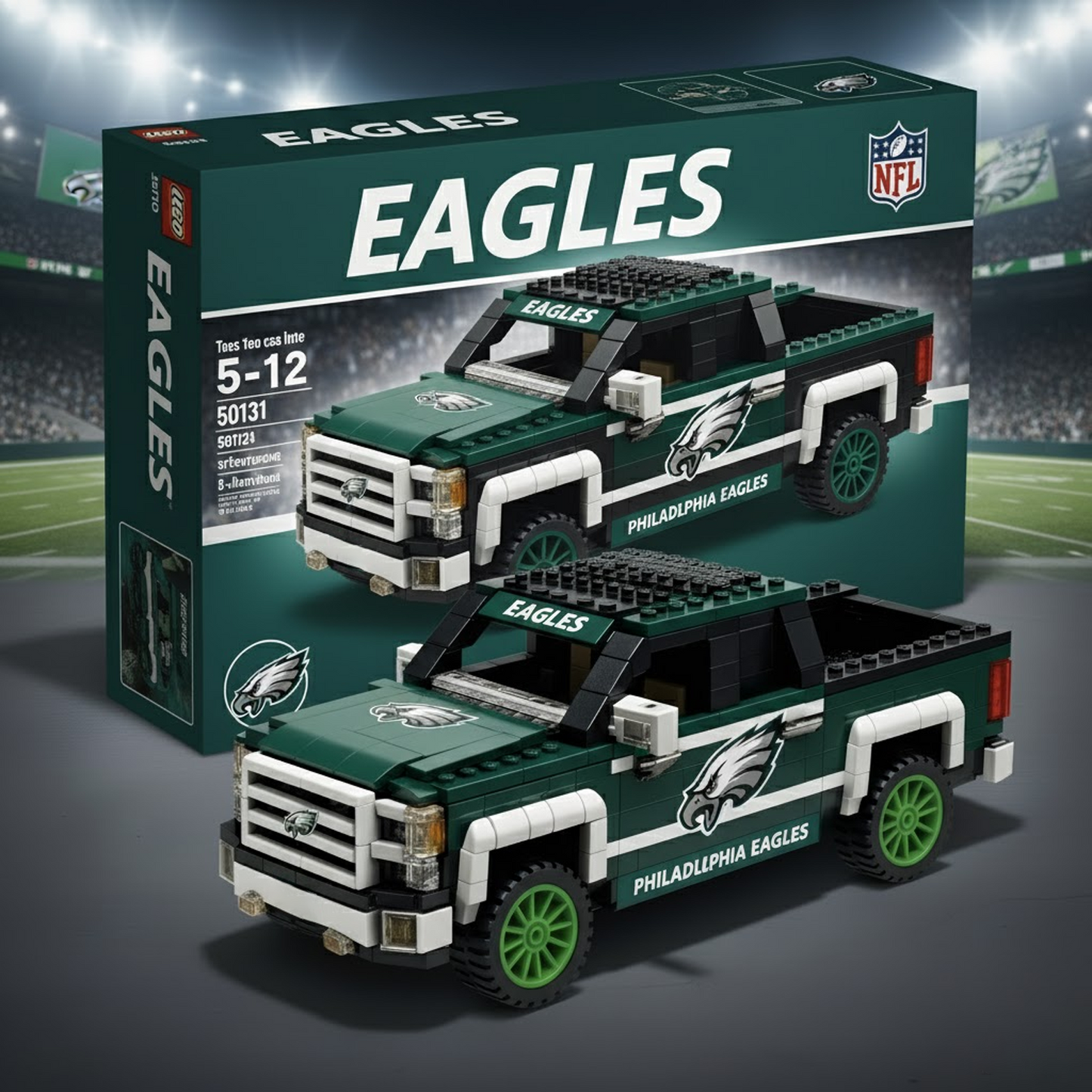 PHI  x NFL 3D Racing Truck Model Building Block Set V1 NAK NHT