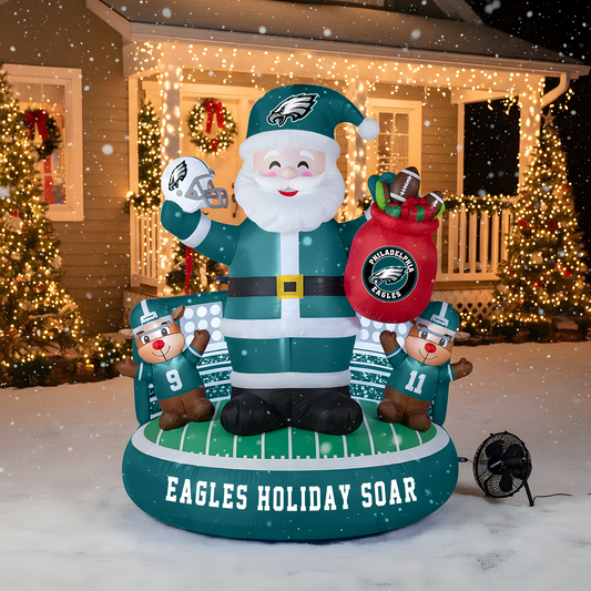 PHI X NFL Christmas Inflatable Team-Themed Santa & Reindeer NAK NHT