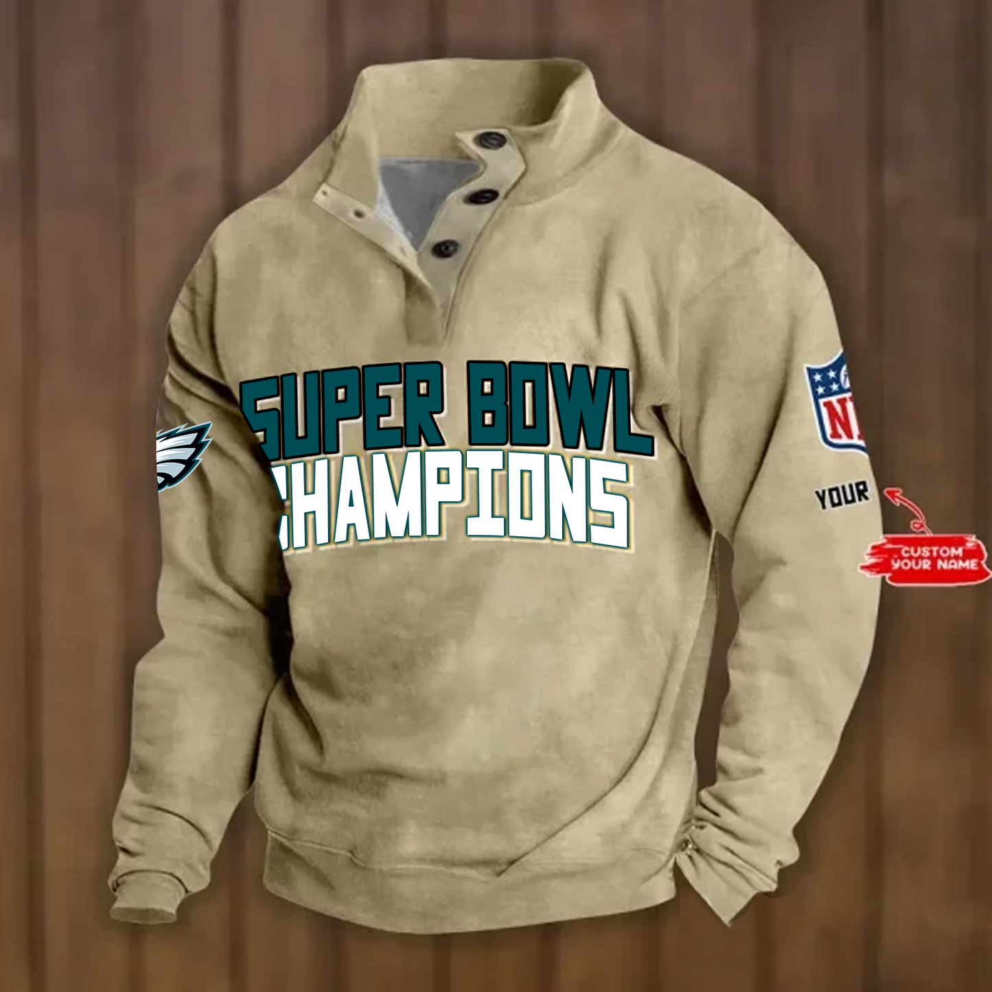 PHI x NFL Double Breasted Stand Collar Hoodies DATND TANTD