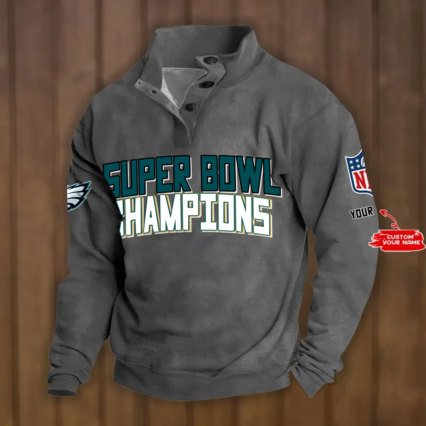 PHI x NFL Double Breasted Stand Collar Hoodies DATND TANTD
