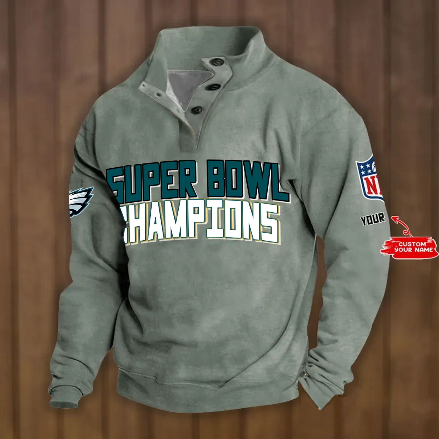 PHI x NFL Double Breasted Stand Collar Hoodies DATND TANTD