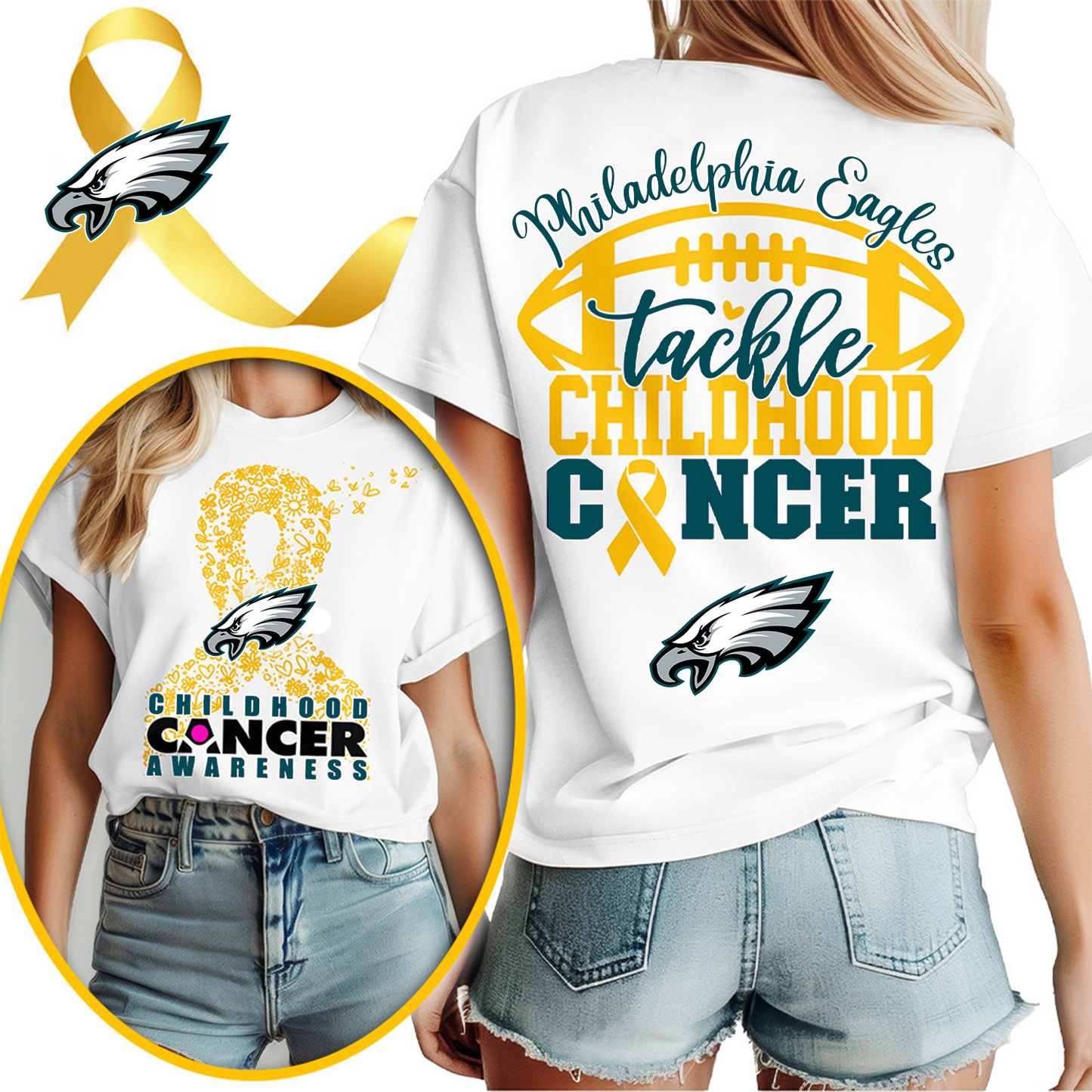 PHI X NFL Premium Childhood Cancer Awareness Month 3D Shirt DatND ThuongNH