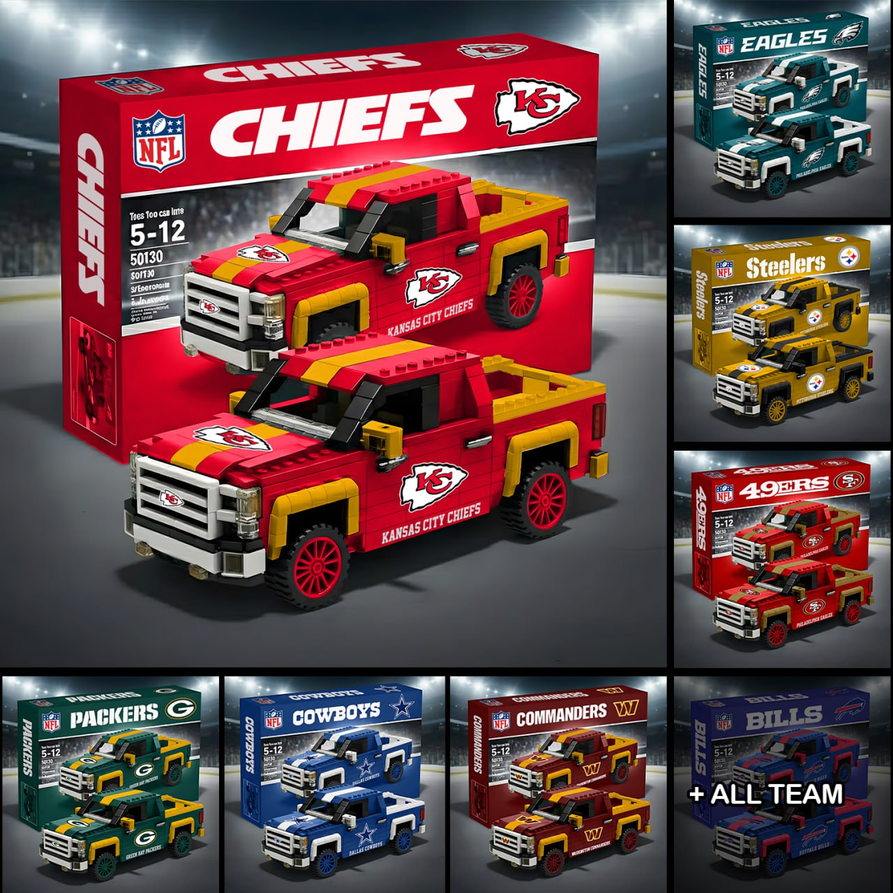 NFL 3D Racing Truck Model Building Block Set 0212 NAK NHT