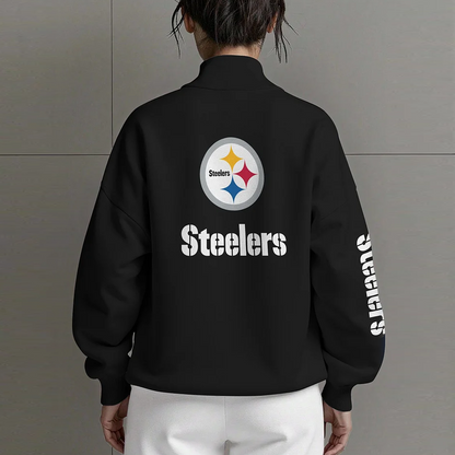 PIT X NFL Women Plain Color Zip Up Long Sleeve Sweatshirt NAK NHT