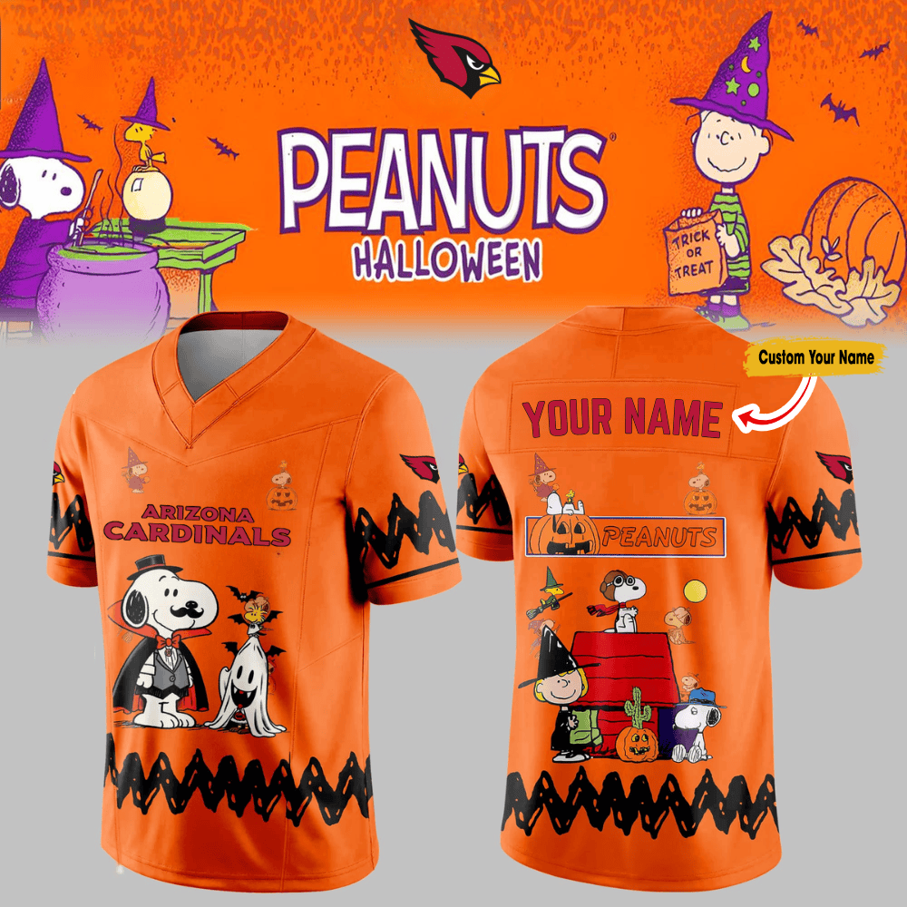 Premium NFL ARI x PEA Halloween V-neck Short Sleeve Jersey V1 NMD TTV