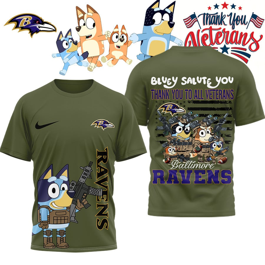 Premium NFL BAL Bluey Salute Veterans T-shirt V2 NMD TTV