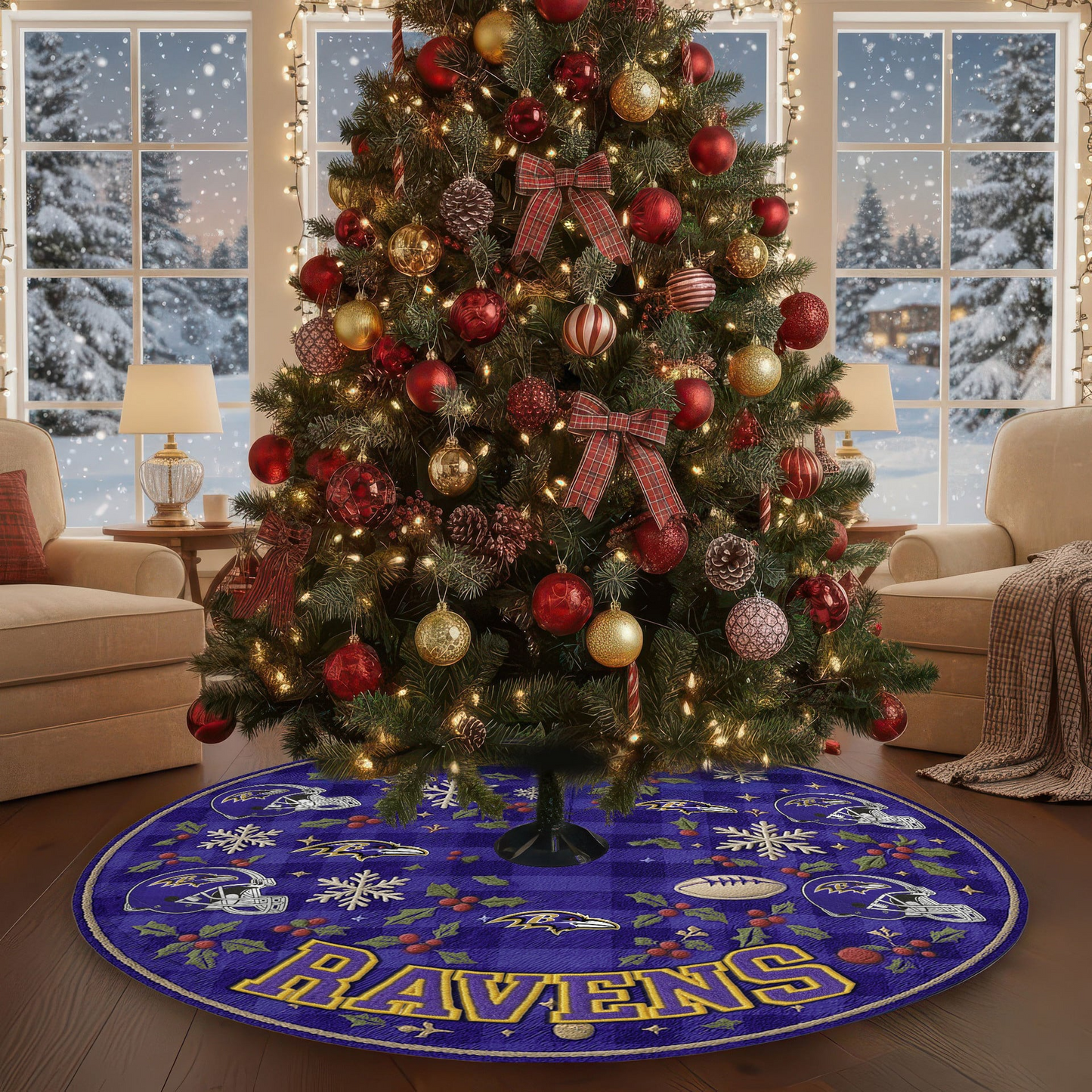 Premium NFL BAL Christmas Tree Skirt V1 NMD TTV