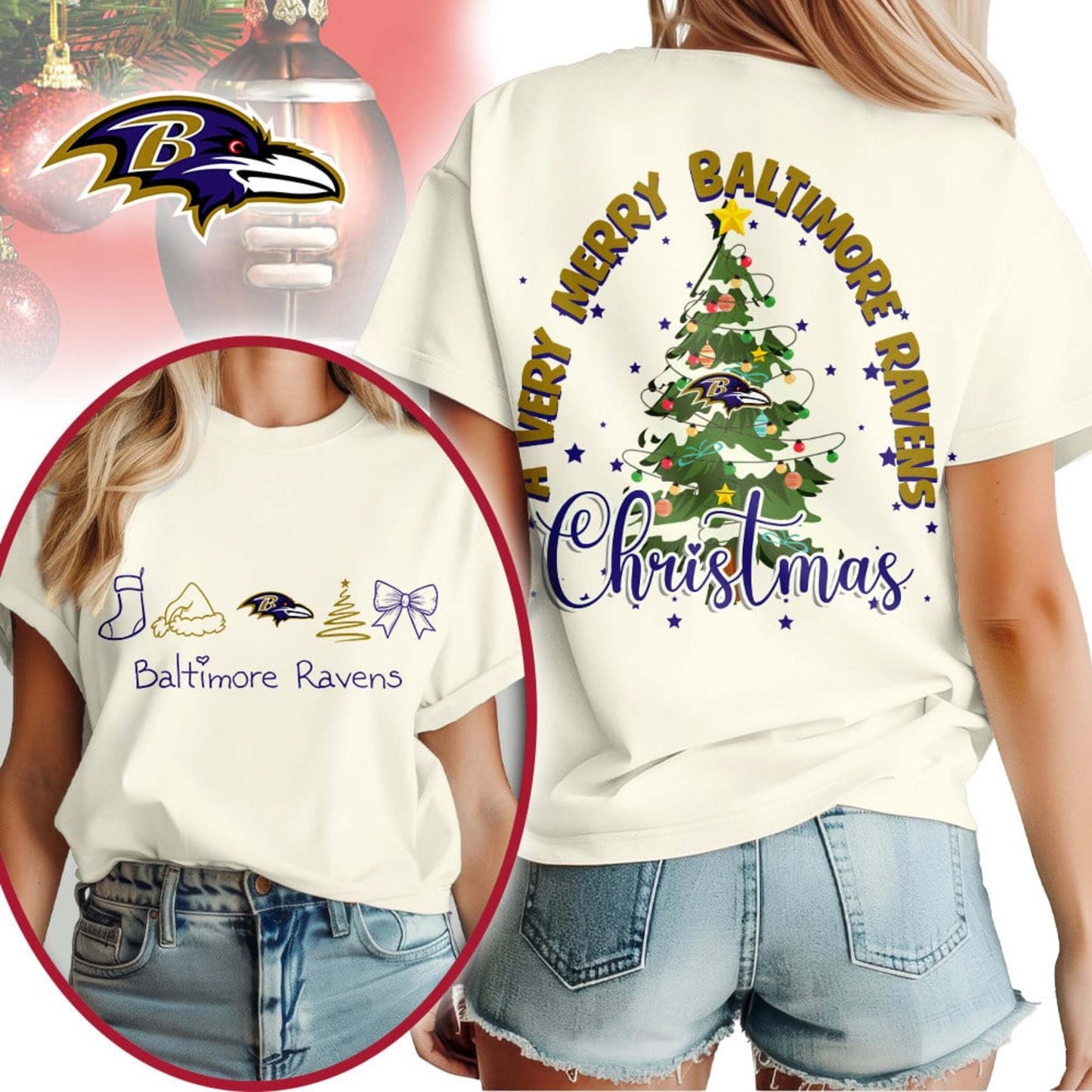 Premium NFL BAL Merry Christmas T-shirt V1 NMD NHM