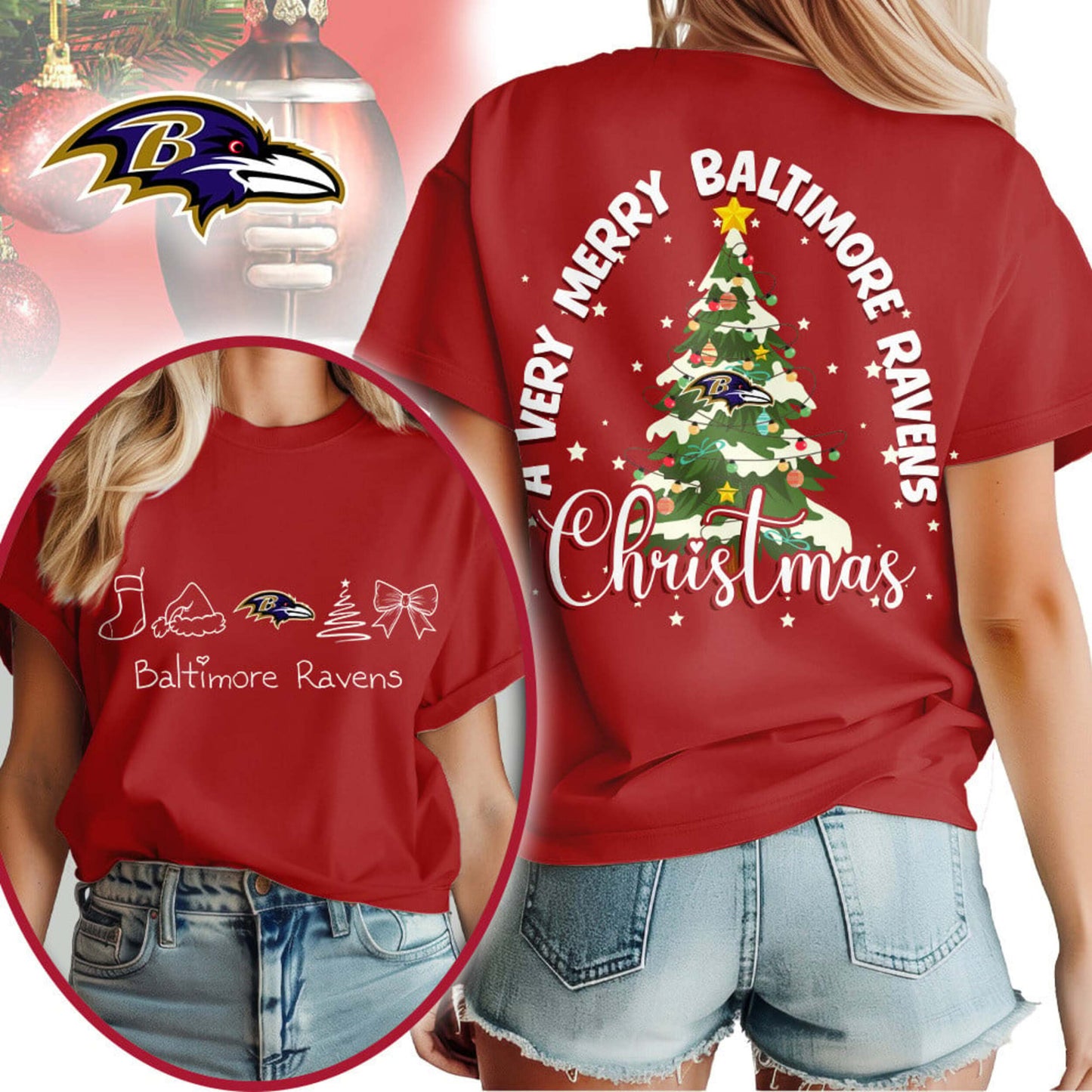 Premium NFL BAL Merry Christmas T-shirt V1 NMD NHM