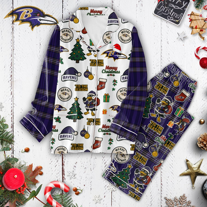 Premium NFL BAL Plaid Button Pajamas Set V1 NMD 291025 TTV