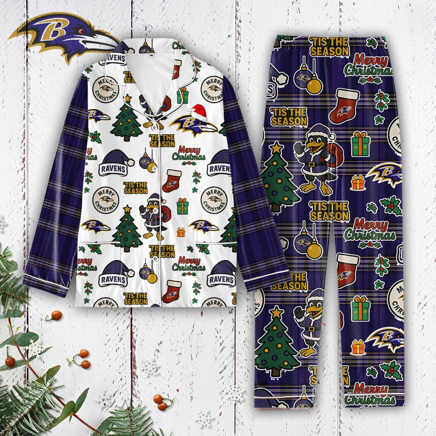 Premium NFL BAL Plaid Button Pajamas Set V1 NMD 291025 TTV