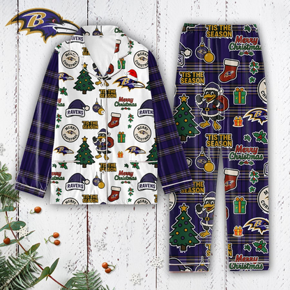Premium NFL BAL Plaid Button Pajamas Set V1 NMD 291025 TTV