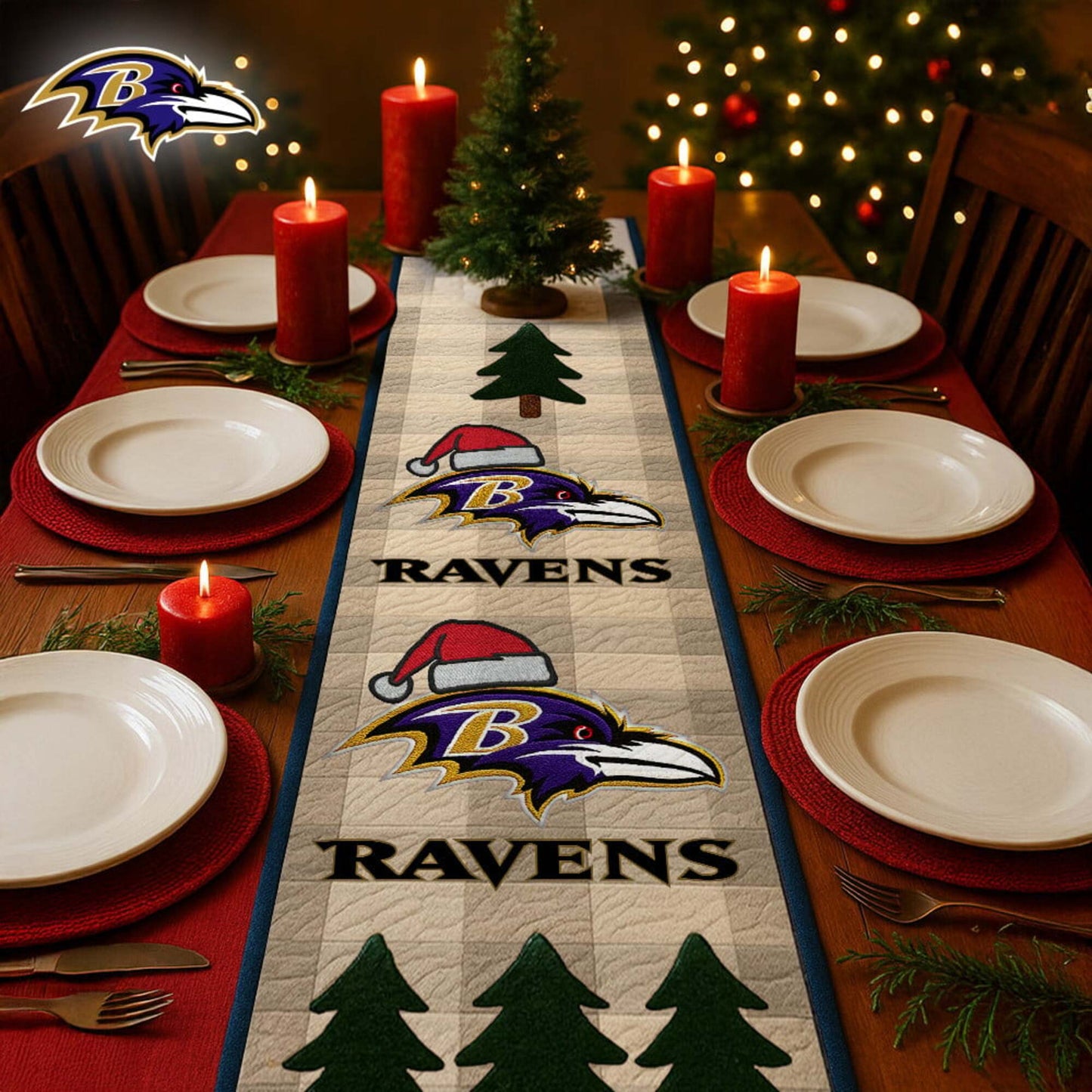 Premium NFL BAL Quilted Christmas Table Runner V1 NMD NHM