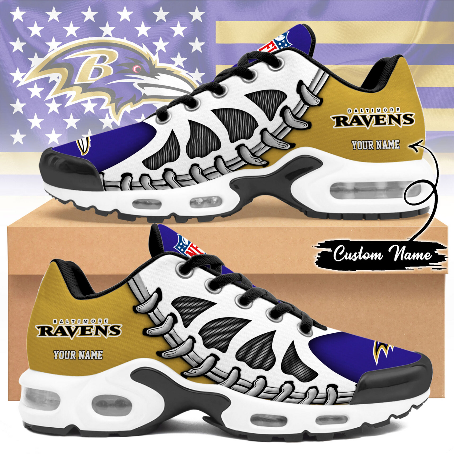 Premium NFL BAL Spine Rush Air Max Sneaker V4 NMD  TTV