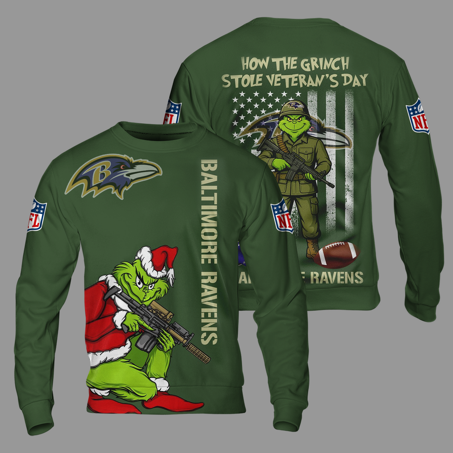 Premium NFL BAL The Grinch Salute Veterans Shirt V1 NMD 311025 TTV