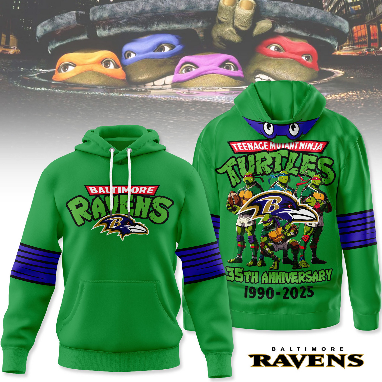 Premium NFL BAL x TMNT 35th Anniversary Hoodie V1 NMD TTV