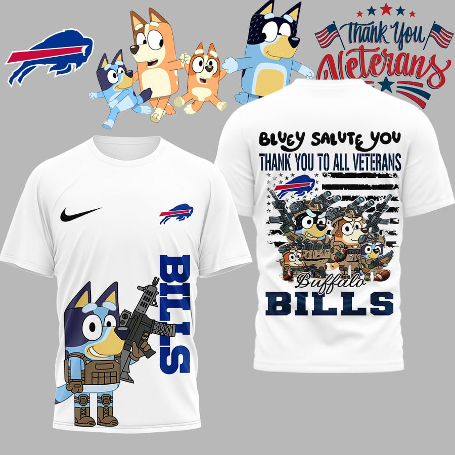 Premium NFL BUF Bluey Salute Veterans T-shirt V2 NMD TTV