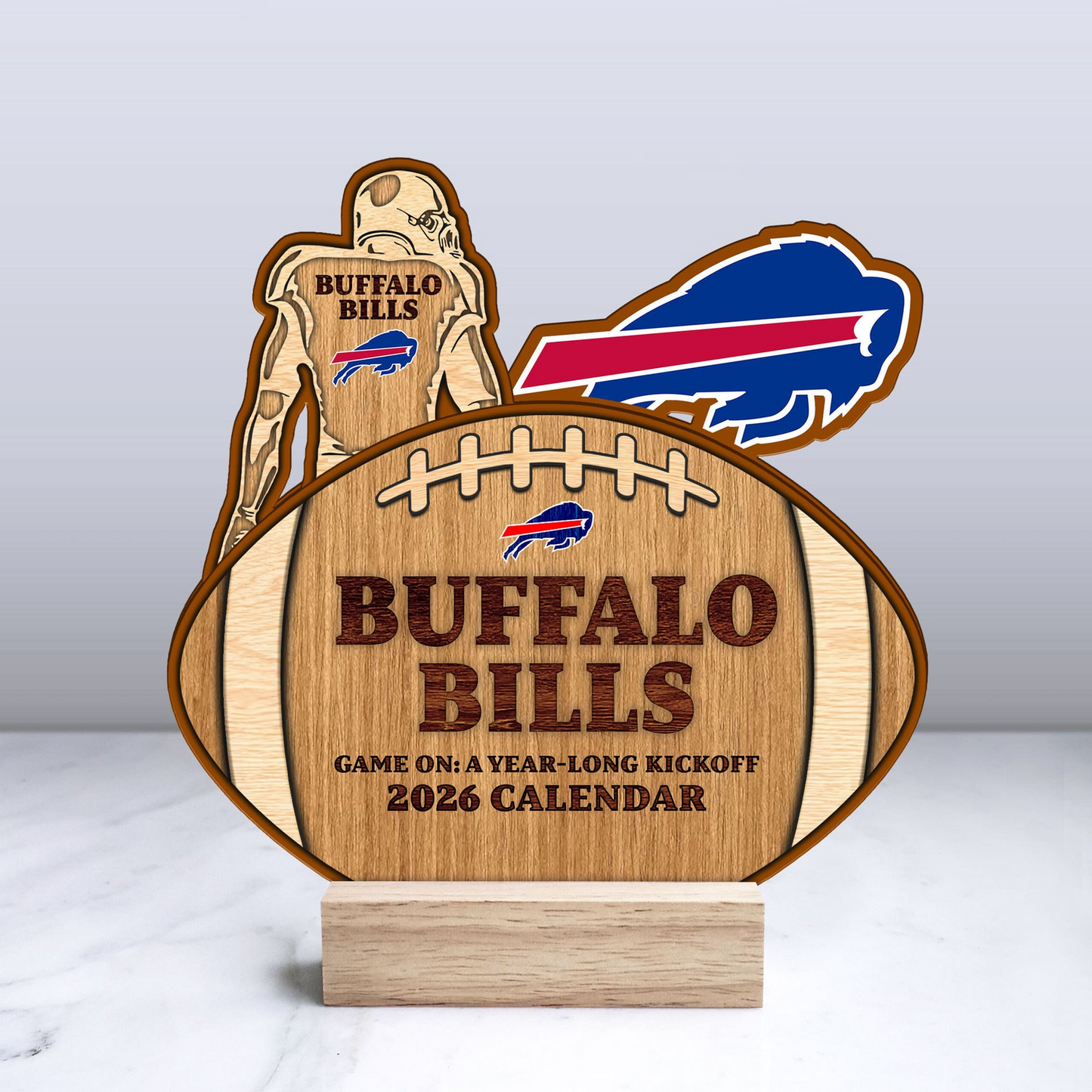 Premium NFL BUF Football Shaped 2026 Calendar V1 NMD TTV