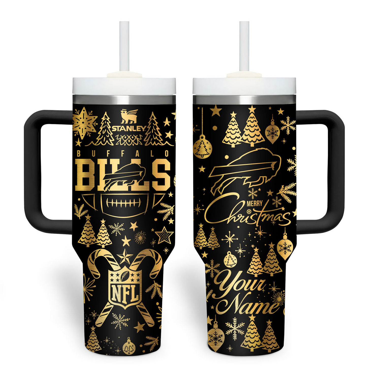 Premium NFL BUF Holiday Gold Tumbler V1 NMD TTV