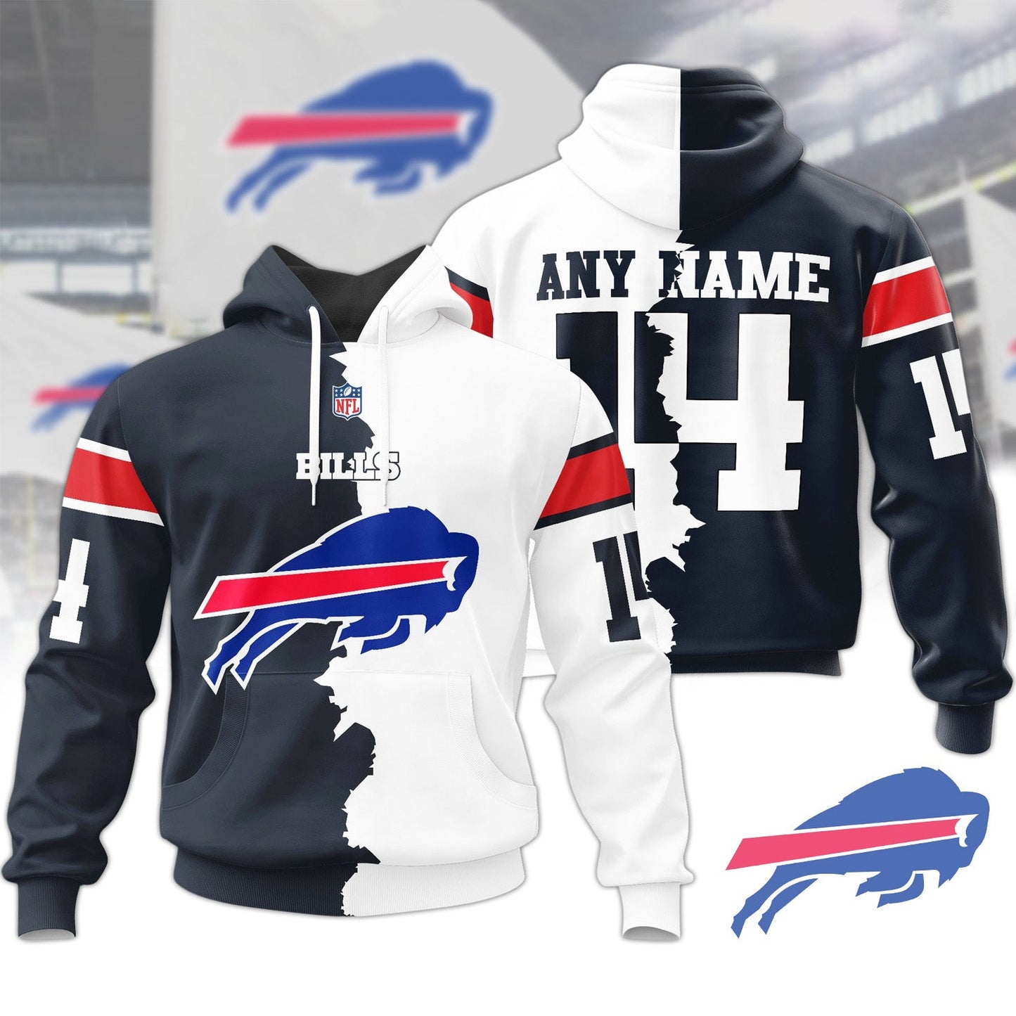 Premium NFL BUF Home Mix Away Hoodie V1 NMD NHM