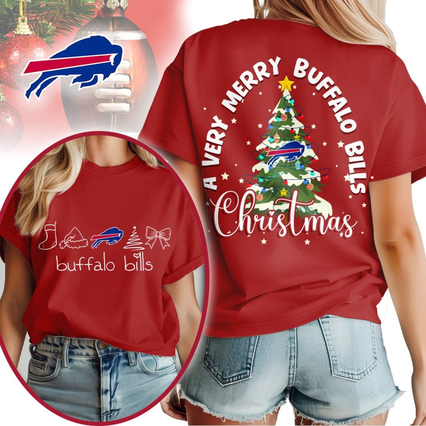 Premium NFL BUF Merry Christmas T-shirt V1 NMD NHM