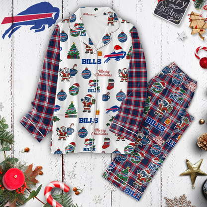Premium NFL BUF Plaid Button Pajamas Set V1 NMD 291025 TTV