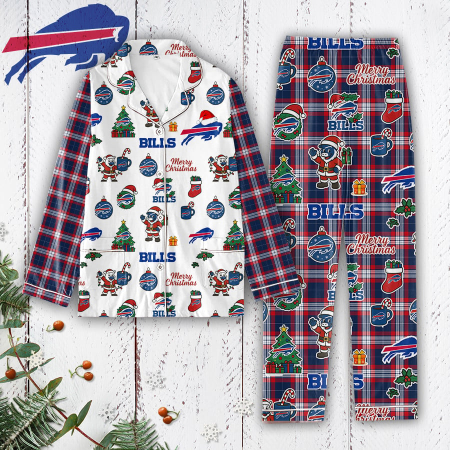 Premium NFL BUF Plaid Button Pajamas Set V1 NMD 291025 TTV