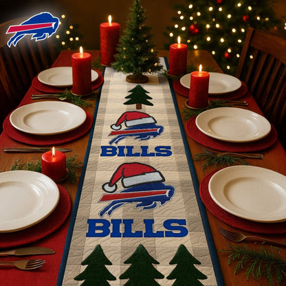 Premium NFL BUF Quilted Christmas Table Runner V1 NMD NHM